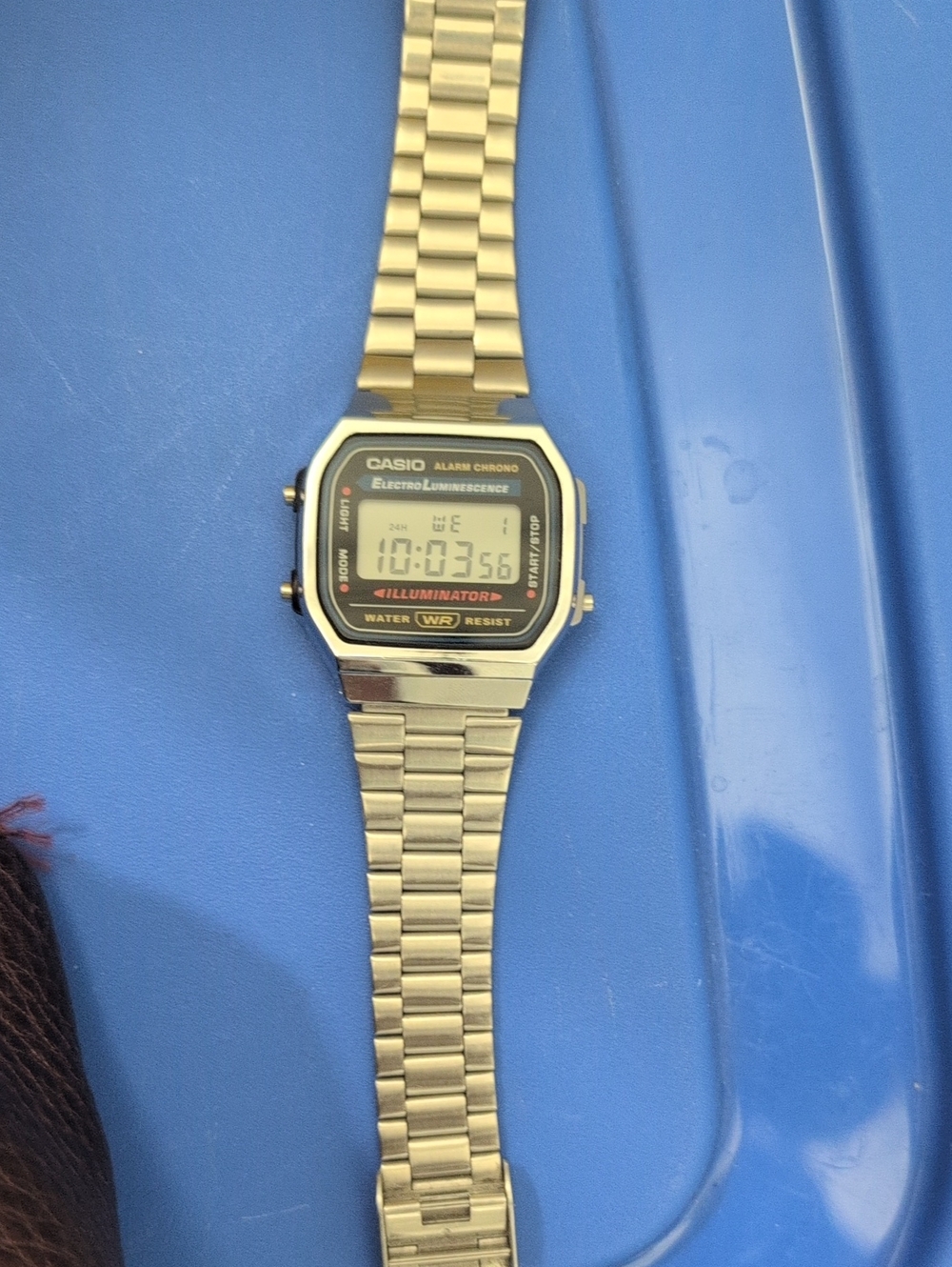 Casio Digital Bracelet Watch with Black Dial Accents
